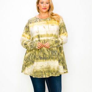 Plus Size Light Plush Fleece Tie Dye Tunic